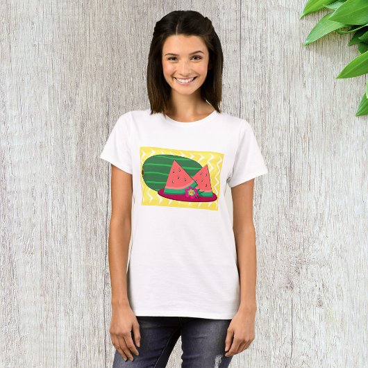 T-shirt Tranches de pastèque estivales et fleur tropicale