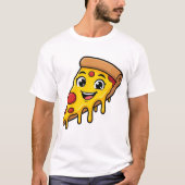 T-shirt Tranches de pizza drôle et heureuse avec fromage e (Devant)
