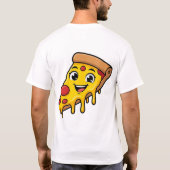 T-shirt Tranches de pizza drôle et heureuse avec fromage e (Dos)