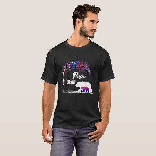T-shirt Trans Papa Ours Papa Libre Ennuis Arc-en-ciel Tran (Devant entier)