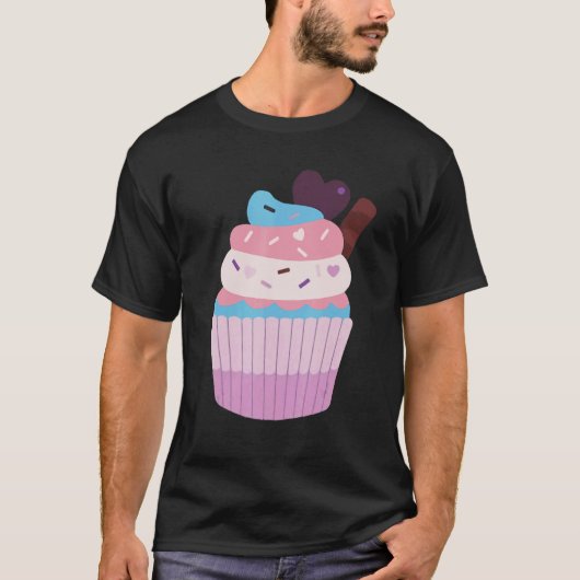 T-shirt Trans Pride Chibi Cupcake Transgenre (Devant)