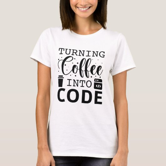 T-shirt Transformer Le Café En Code (Devant)