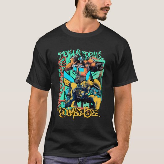 T-shirt Transformers Montée Des Bêtes Optimus Bee Graffi (Devant)