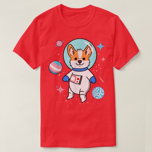 T-shirt Transgender Corgi In Space Trans Pride (Design devant)