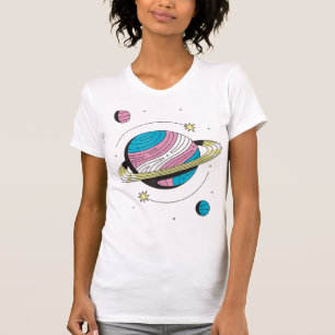 T-shirt Transgender Outers Space Galaxy Planètes Transsexu