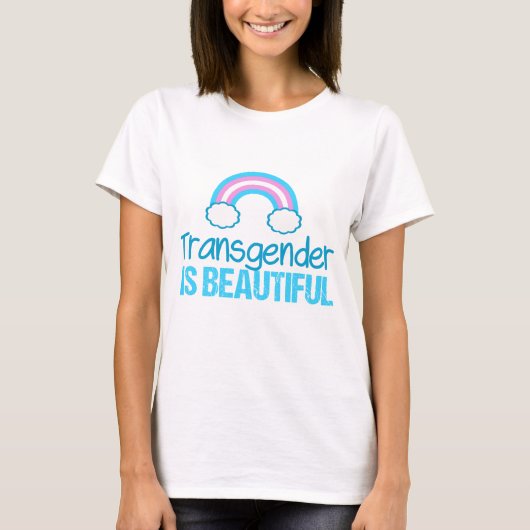 T-shirt Transgenre est beau arc-en-ciel bleu rose blanc (Devant)