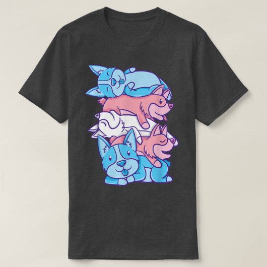 T-shirt transgenre Trans Pride Corgi Pile (Design devant)