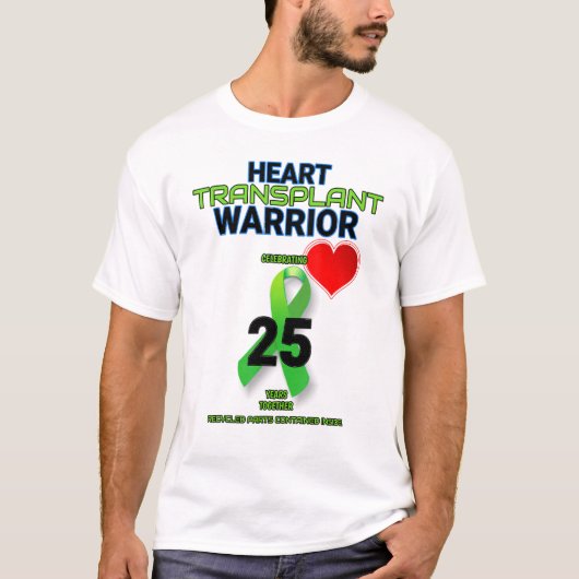 T-shirt Transplantation cardiaque 25 Anniversaire Vingt-ci (Devant)