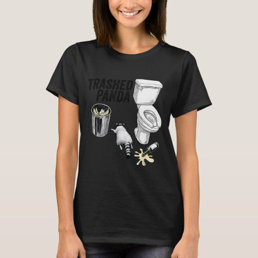 T-shirt Trashed Panda, Funny Drunk Raccoon, Trash Panda Hu (Devant)