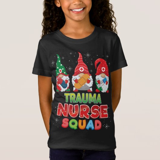T-Shirt Trauma Infirmière Squad Gnomes de Noël Gomme Doule (Devant)