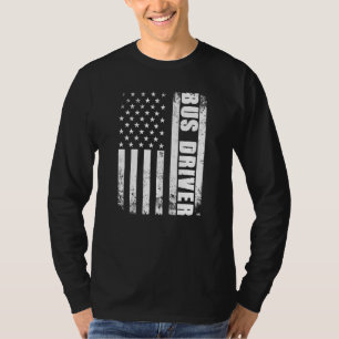 T-shirt Travail de conducteur de bus patriotique American 