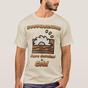 T-shirt Travail du bois où la sciure est dorée