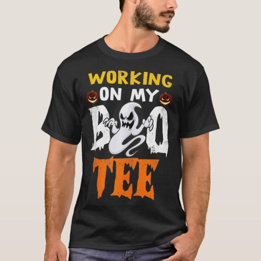 T-shirt Travailler Sur Mon Boo Tee Funny Halloween Workout (Devant)