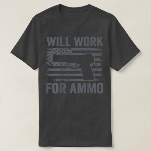 T-shirt Travaillera Pour Ammo USA Drapeau Funny 9mm Pistol (Design devant)