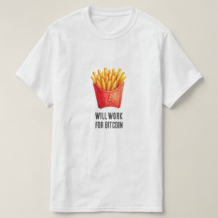 T-shirt Travaillera pour Bitcoin (Blanc)