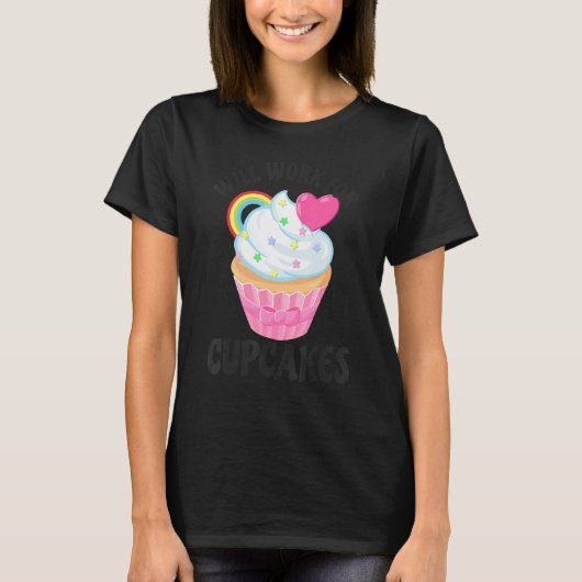 T-shirt Travaillera pour Cupcakes Retro (Devant)