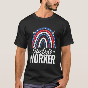 T-shirt Travailleur de style de vie arc-en-ciel 4 juillet