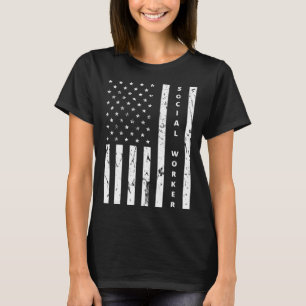 T-shirt Travailleur social drapeau américain vintage fier