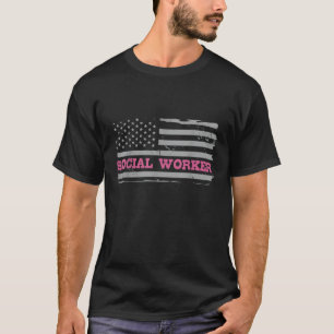 T-shirt Travailleur social États-Unis Amérique USA Drapeau