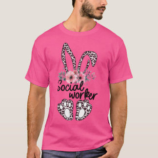 T-shirt Travailleur Social Floral Bunny Pâques Travailleur
