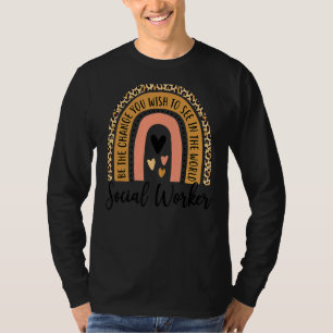T-shirt Travailleur social Leopard Rainbow Work Love