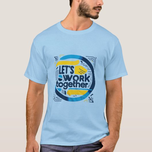 T-shirt Travaillons ensemble avec des hommes bleu marine (Devant)