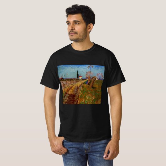 T-shirt Traversée d'un champ, Willows par Vincent van Gogh (Devant entier)