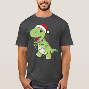 T-shirt TRe Noël Santa Clauses Fairy Lights Dinos