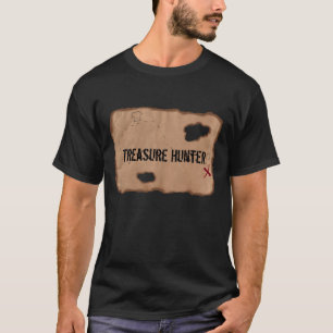 T-Shirt: Treasure Hunter (Treasure Map). Zwart T-shirt