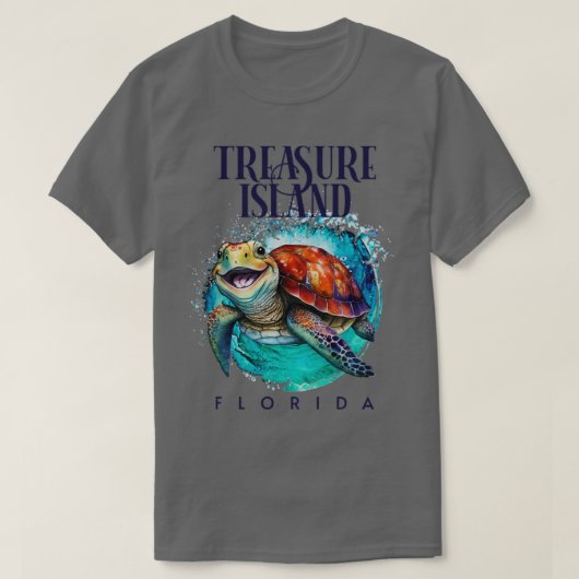 T-shirt Treasure Island Florida Aquarelle Joyeuse tortue d (Design devant)