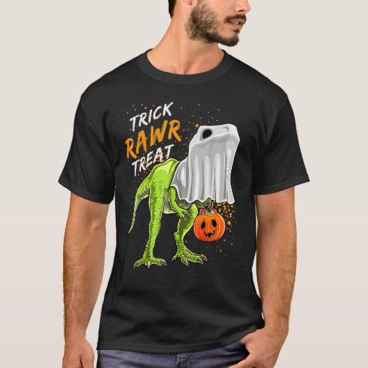 T-shirt Treat Rex Dinosaur Halloween Dino Ghos (Devant)