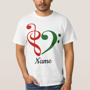 T-shirt Treble Clef Bass Clef Heart Holiday Customisé