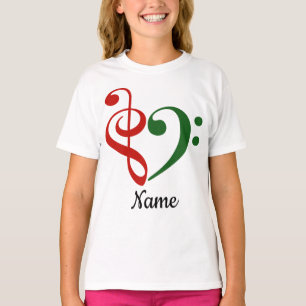 T-shirt Treble Clef Bass Clef Heart Holiday Customisé