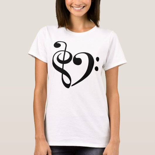 T-shirt Treble Clef Bass Clef Heart Music Lover (Devant)