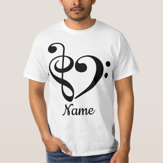 T-shirt Treble Clef Bass Clef Heart Music Lover Customisé (Devant)