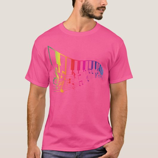 T-shirt Treble Clef Music Notes Gift Colorful Piano (Devant)