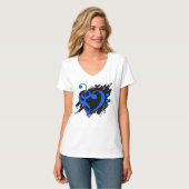 T-shirt Treble et Bass Clef Musical Heart Royal Blue (Devant entier)