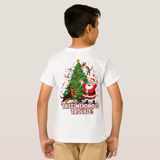 T-shirt Tree-mendous Trouble: Santa’s Chaotic Christmas Cr (Dos entier)
