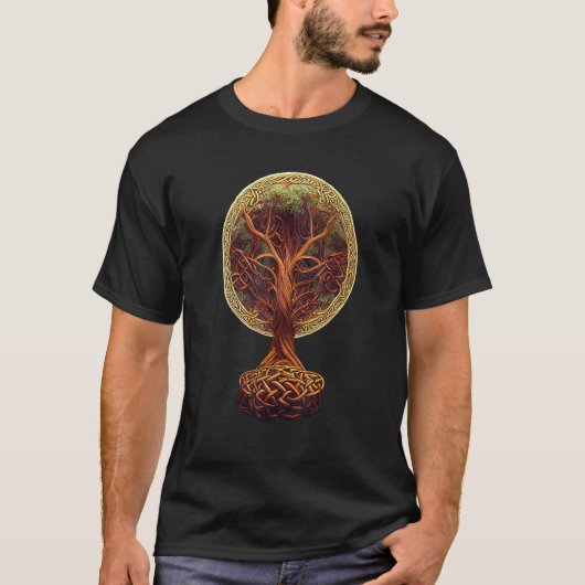 T-shirt Tree Of Life Yggdrasil Celtic Knotwork Norse Sy (Devant)