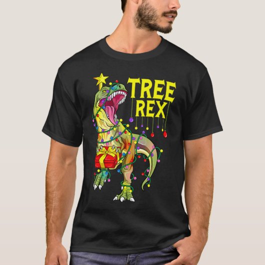 T-shirt Tree Rex! Drôle de paléontologue de Noël (Devant)