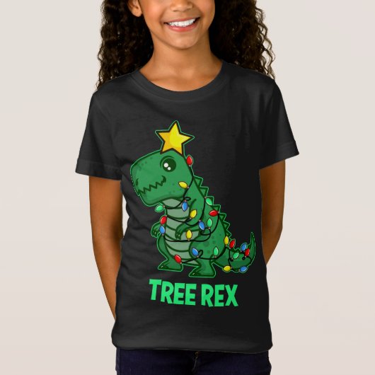 T-Shirt Tree Rex Funny Mignonne Retro Christmas Dino (Devant)