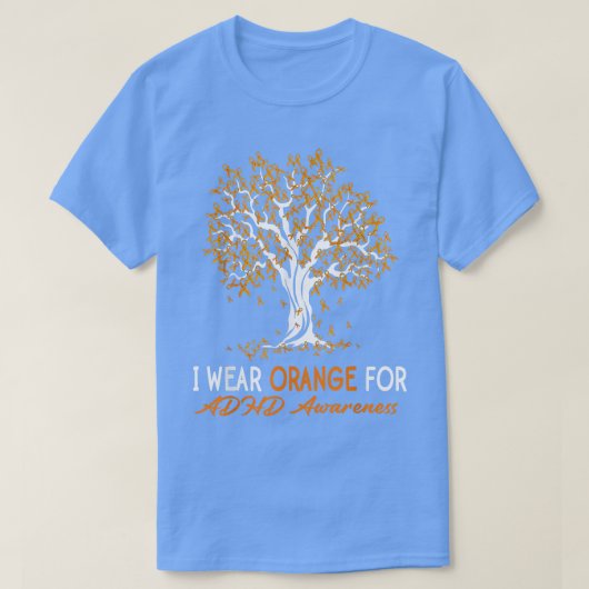 T-shirt Tree Ribbon I Wear Orange ADHD Awareness  (Design devant)