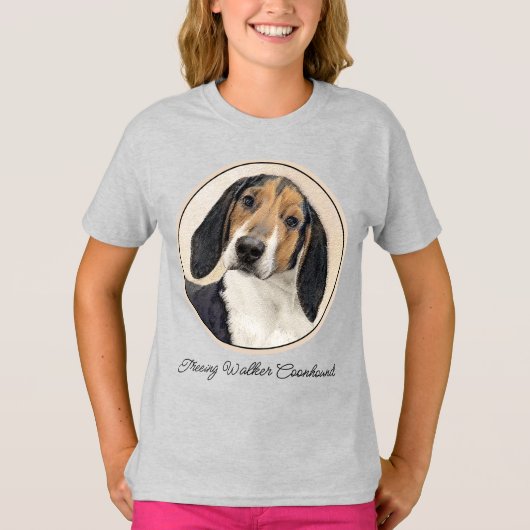 T-shirt Treeing Walker Coonhound Peinture - Art original (Devant)