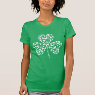 T-shirt Trèfle Blanc Chanceux à Quatre Feuilles