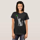 T-shirt Trèfle Chat Shamrock Fête de la Saint-Patrick Chat (Devant entier)