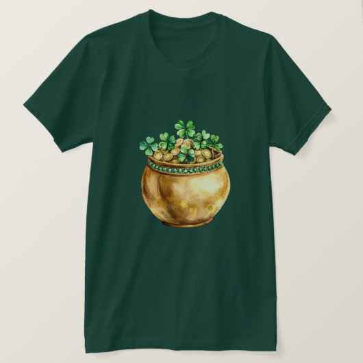 T-shirt Trèfle de Shamrock Pot d'Or Vert (Design devant)