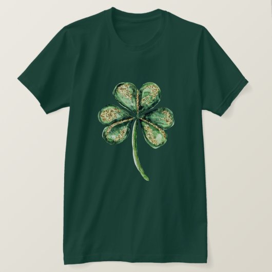 T-shirt Trèfle Glitz Or Vert (Design devant)