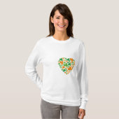 T-shirt Trèfles de coeur - longue douille de dames (Devant entier)