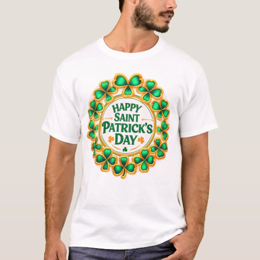 T-shirt trèfles heureux de la Saint-Patrick (Devant)