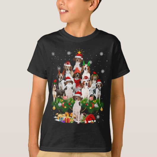 T-shirt Trek Walker Coonhound Noël Tree Lights Chien (Devant)
